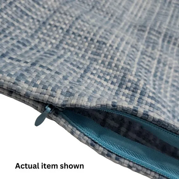 🌊 JELLYMONI Outdoor Waterproof Pillow Covers 2pk Light Blue Farmhouse 18x18 - Picture 7 of 8